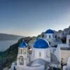 Beautiful Blue Domes Of Santorini, Greece