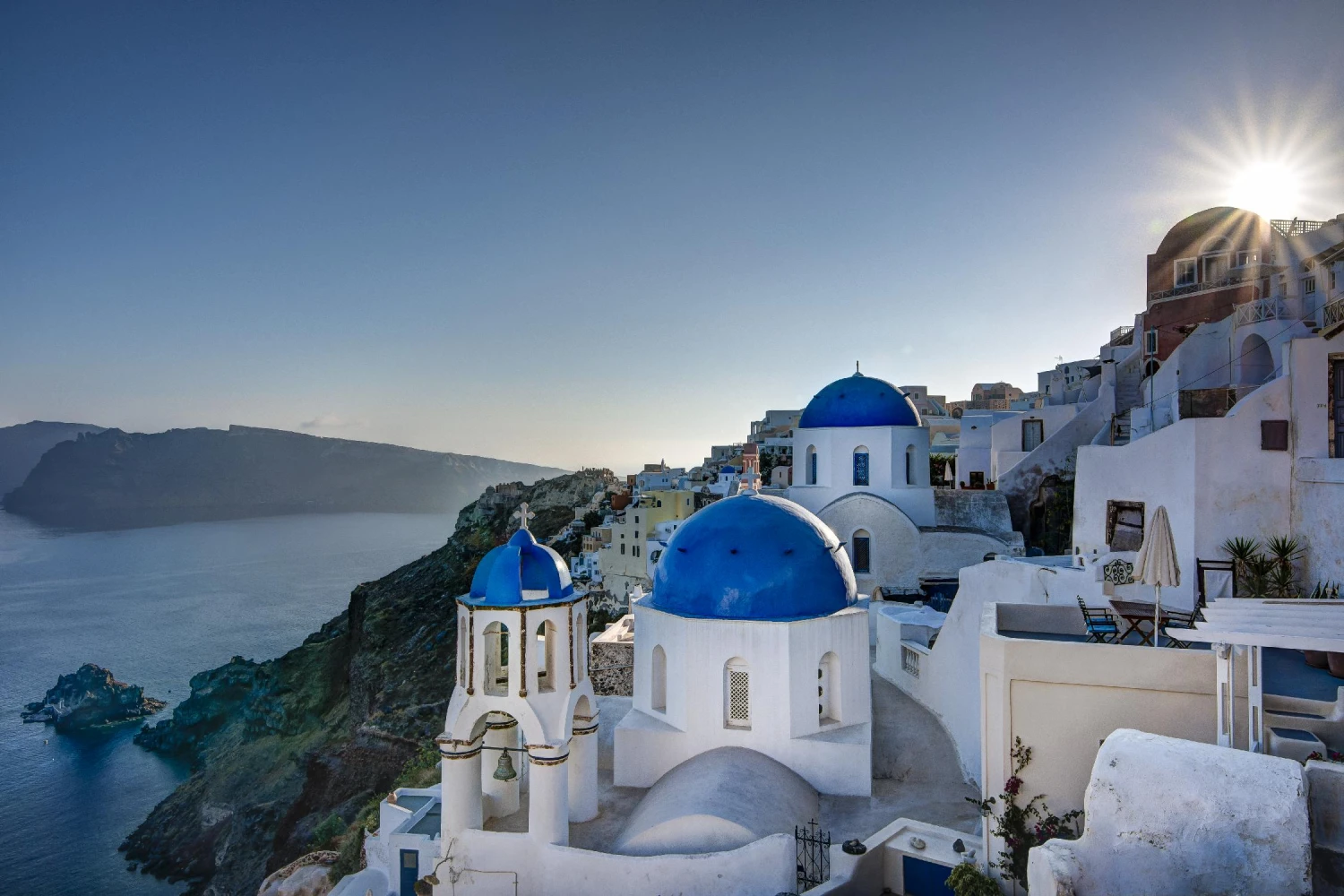 Beautiful Blue Domes Of Santorini, Greece