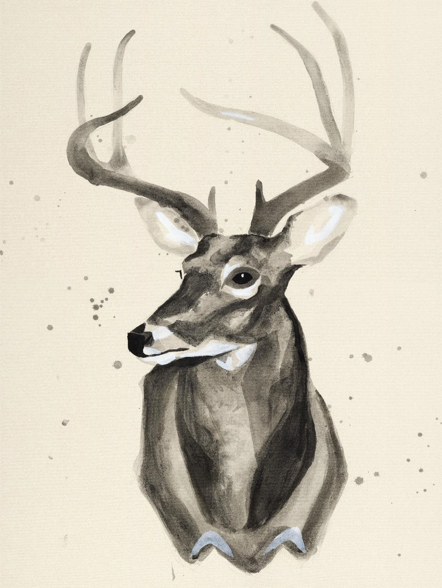 Watercolor Deer Head 3