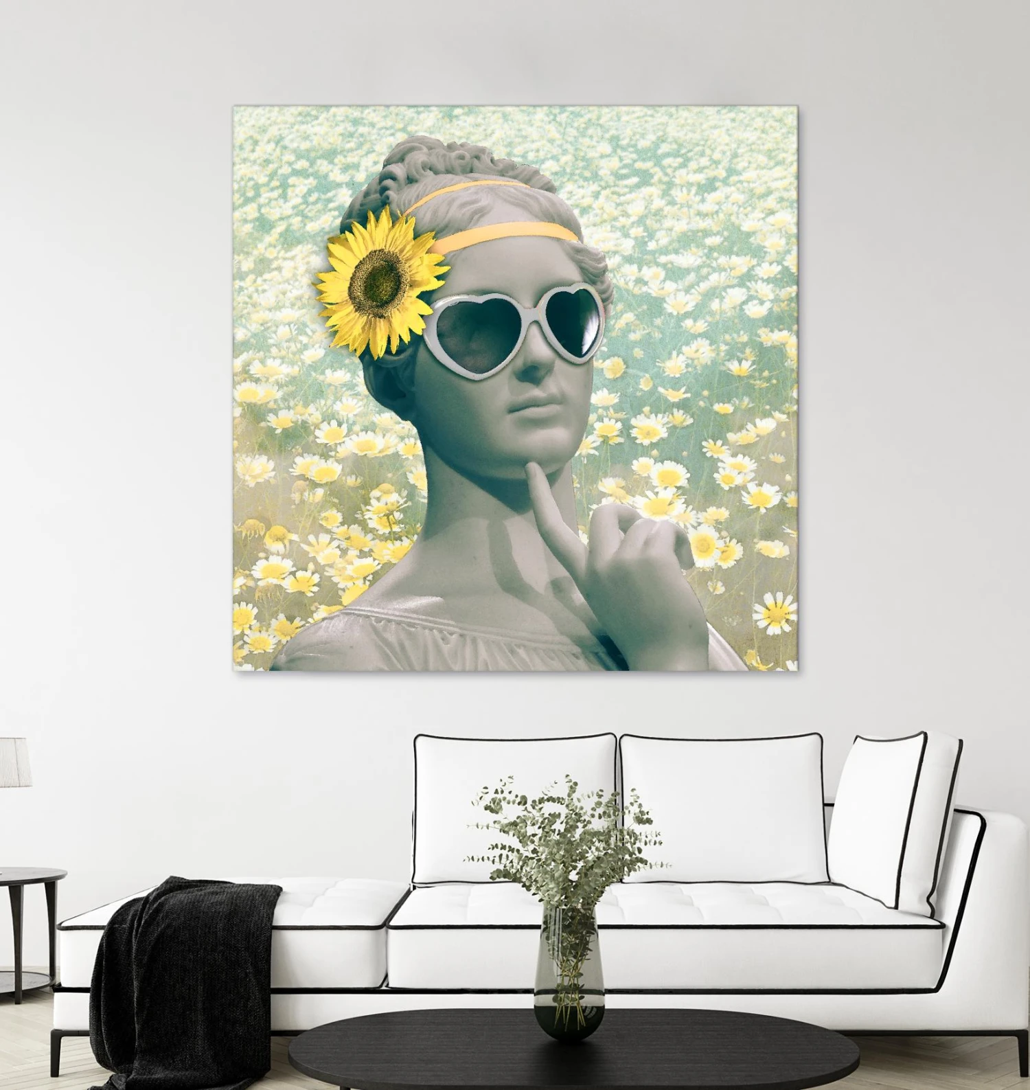 Hipster Statue With Sunflowers - Image 3
