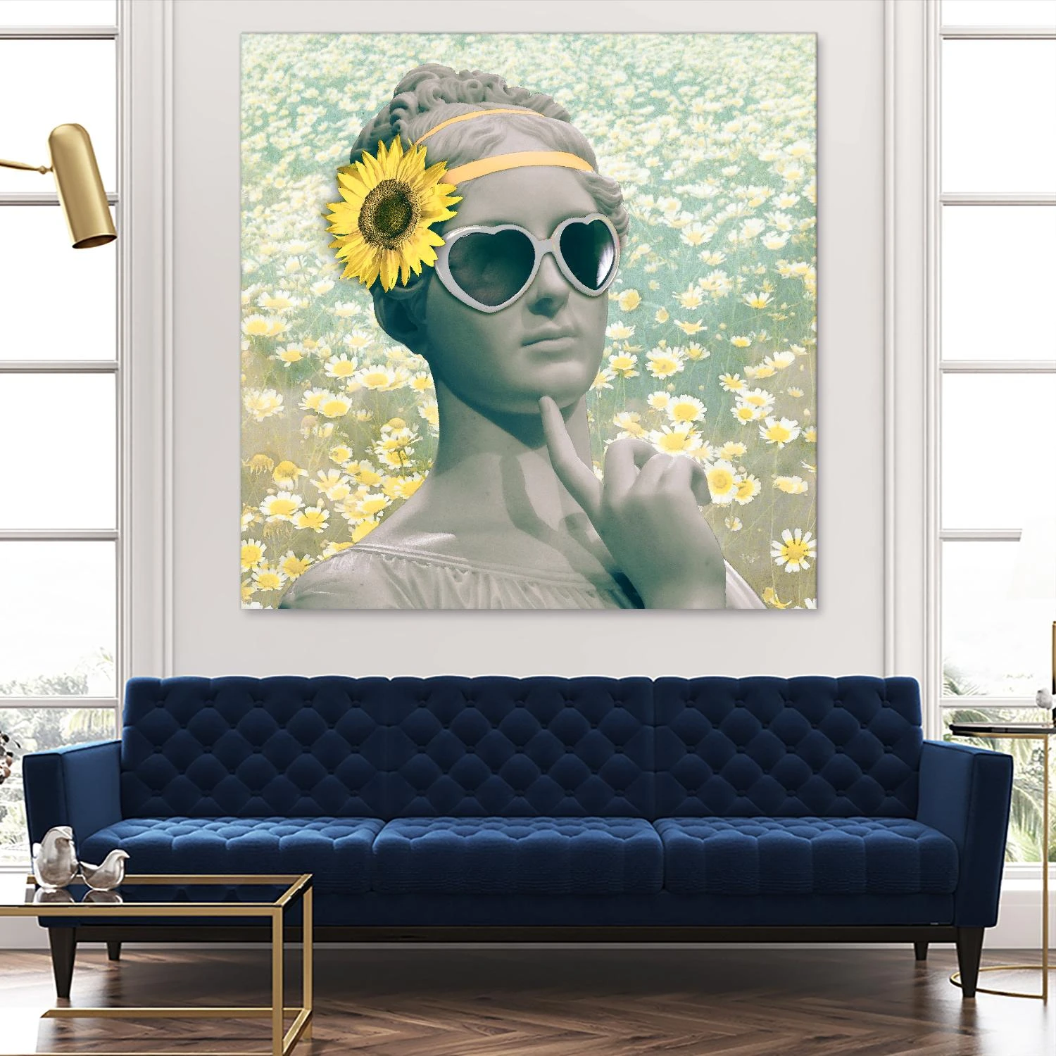 Hipster Statue With Sunflowers - Image 6