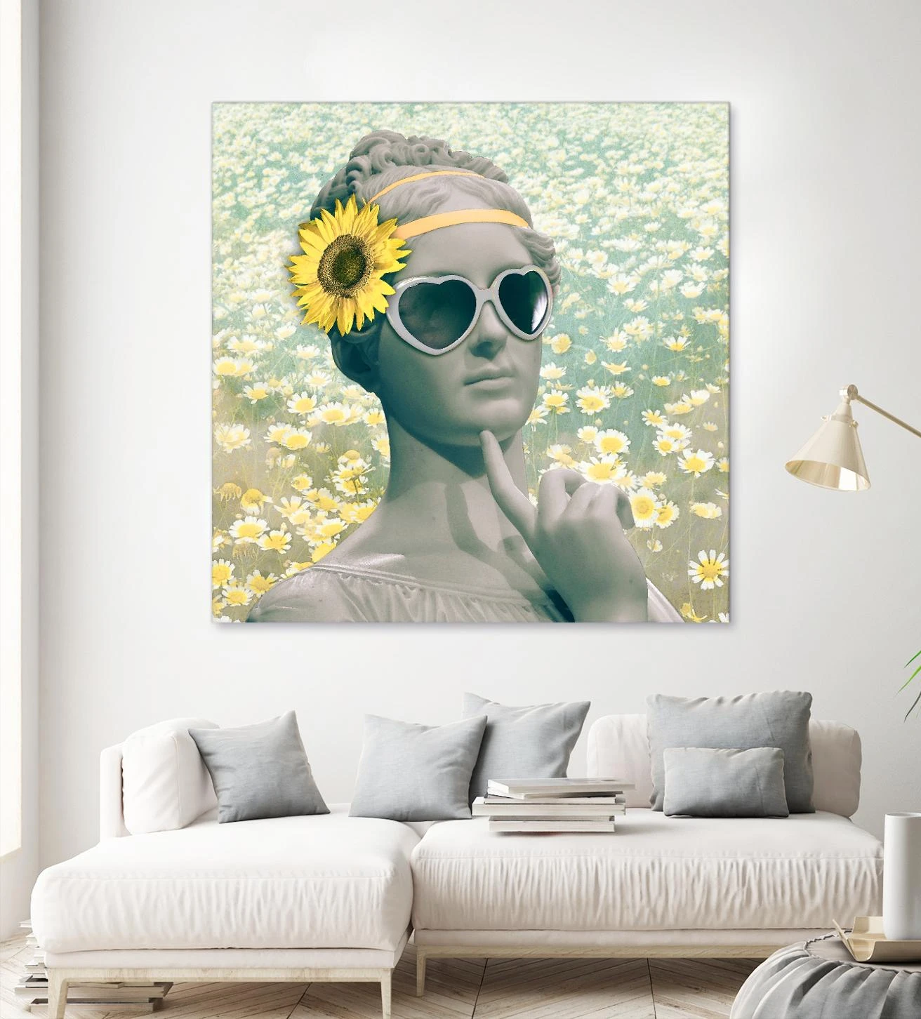 Hipster Statue With Sunflowers - Image 2