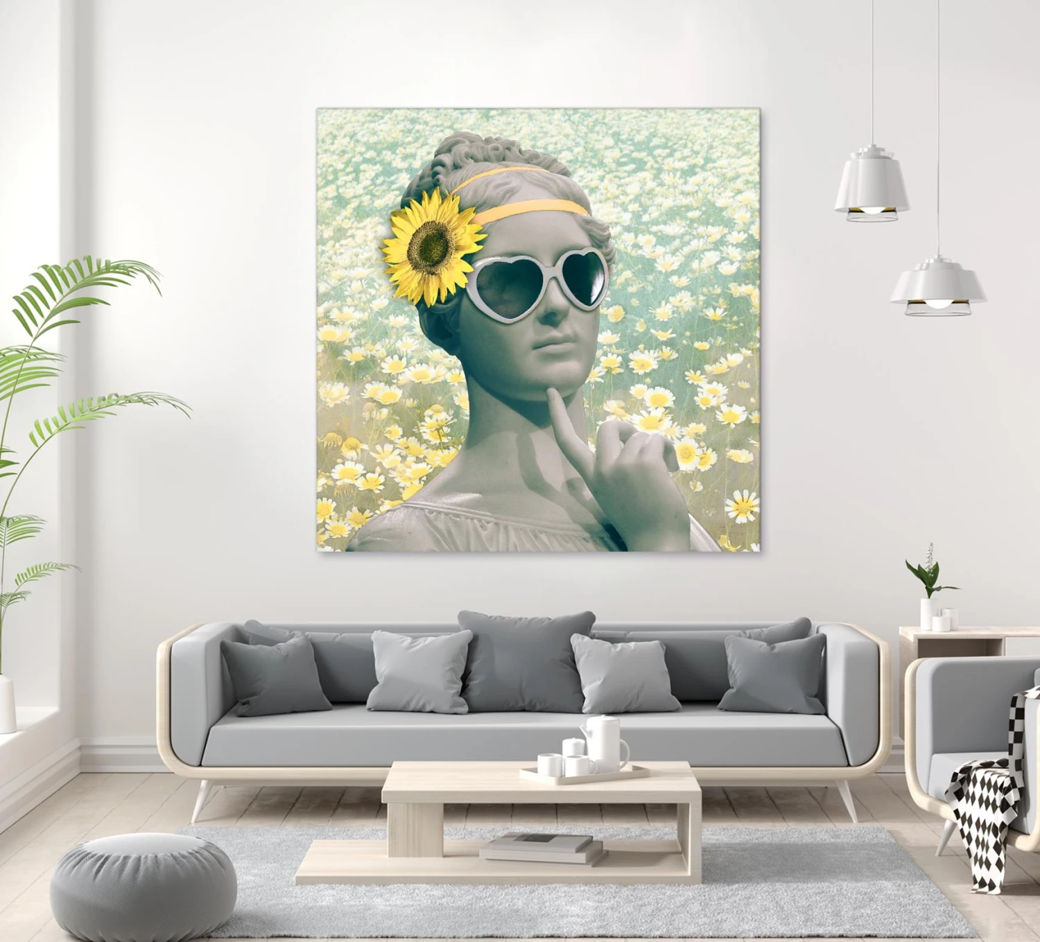 Hipster Statue With Sunflowers - Image 10