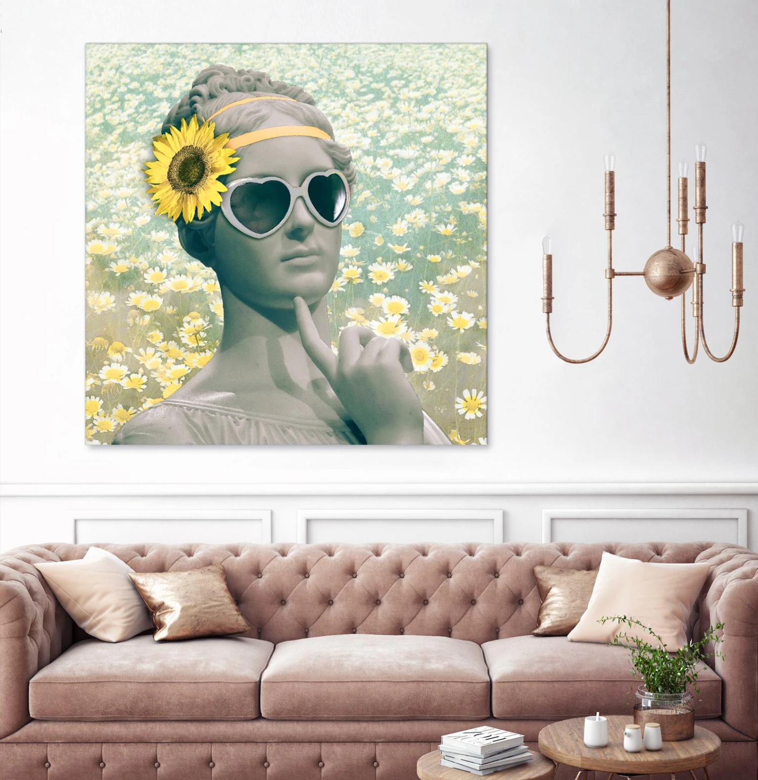 Hipster Statue With Sunflowers - Image 5