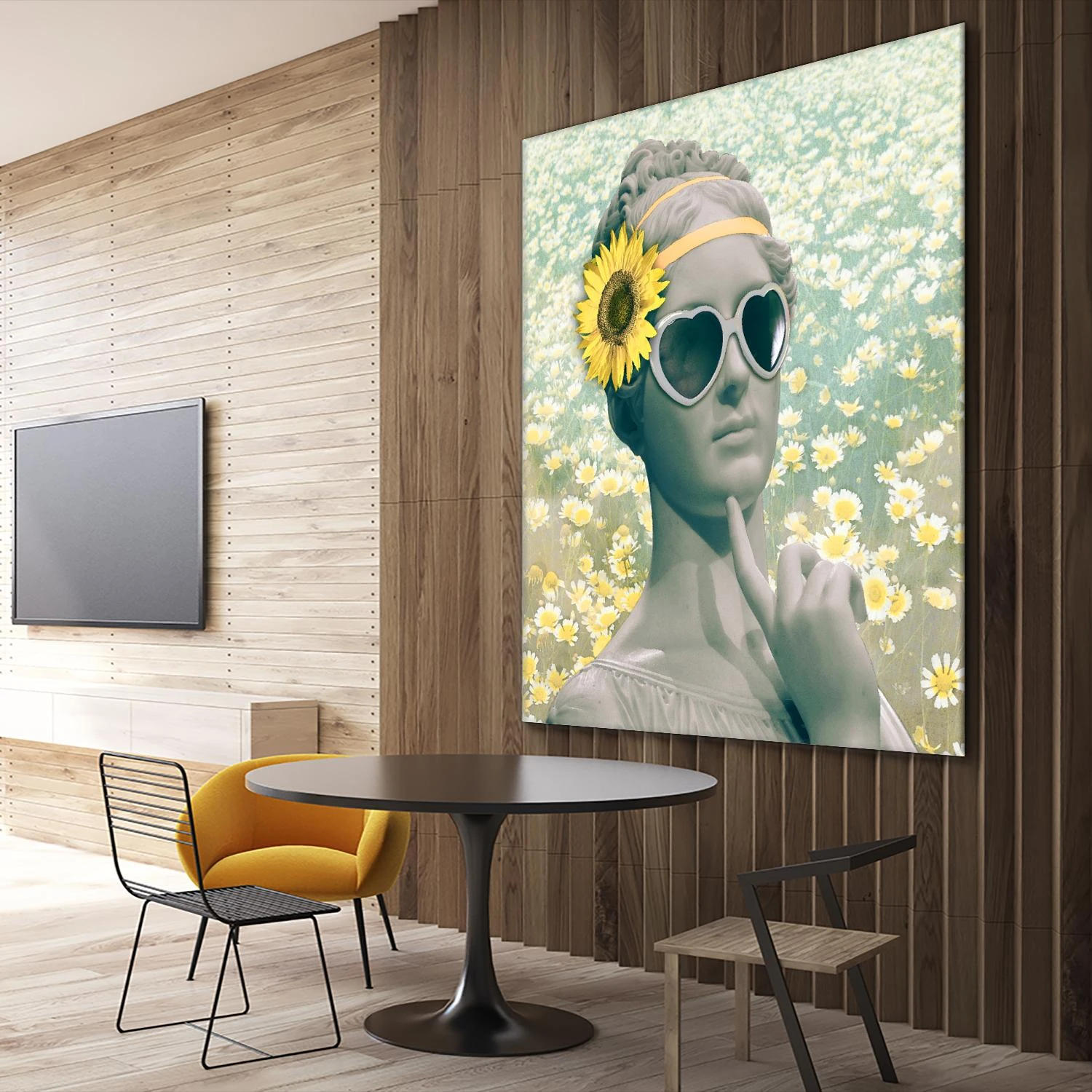 Hipster Statue With Sunflowers - Image 13