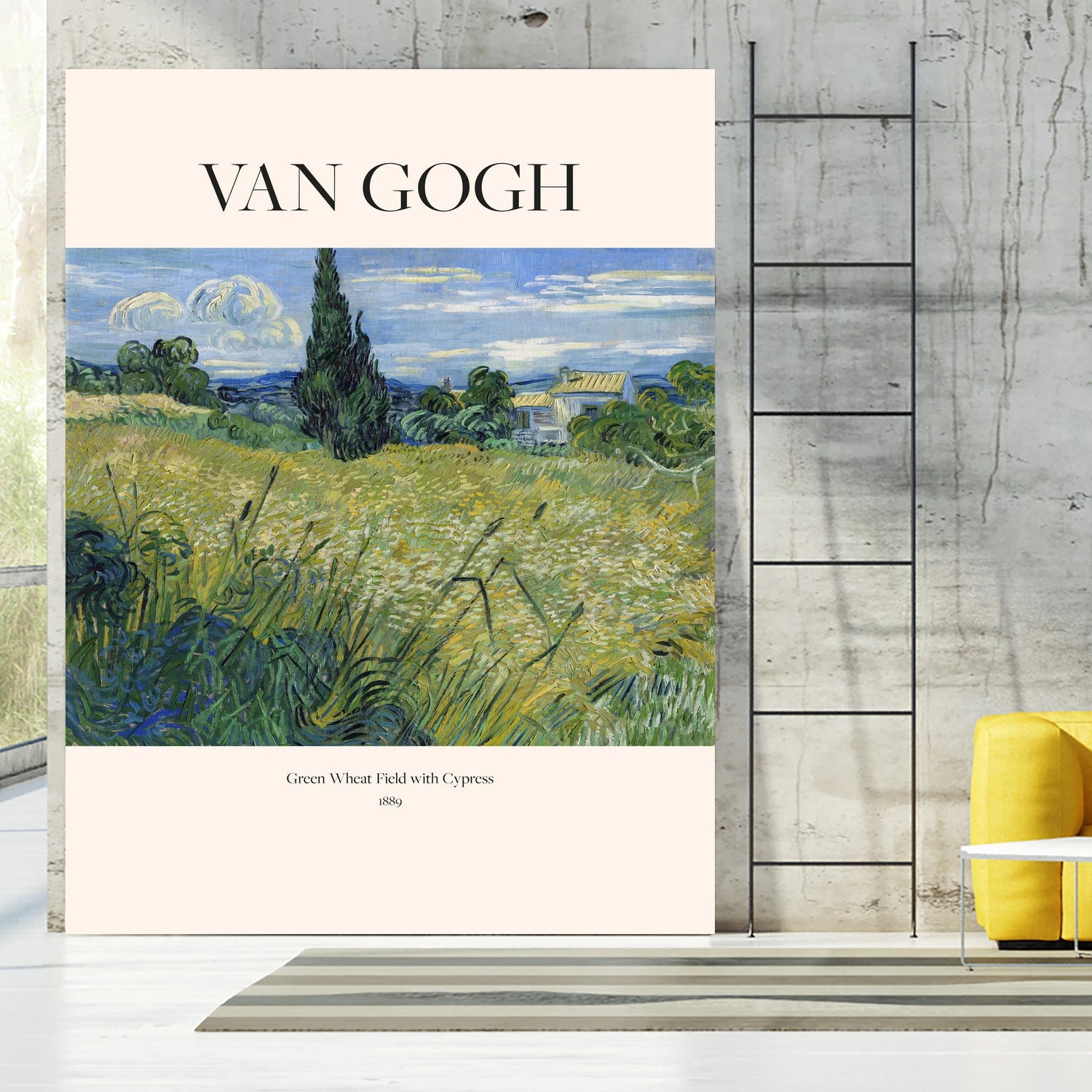 Green Wheat Field With Cypress (1889) Van Gogh - Image 4