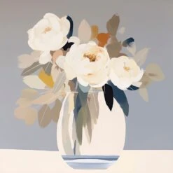Peonies In A Glass Vase