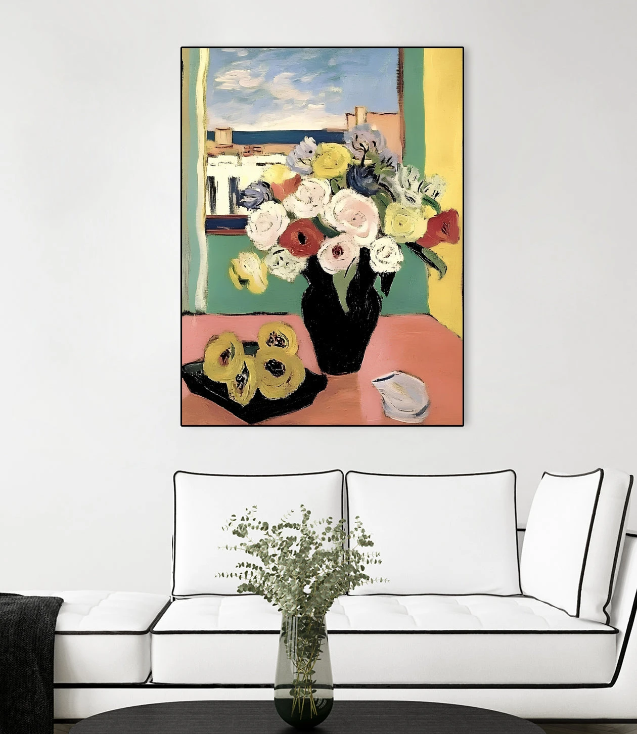 Floral Arrangement In A Black Vase - Image 2