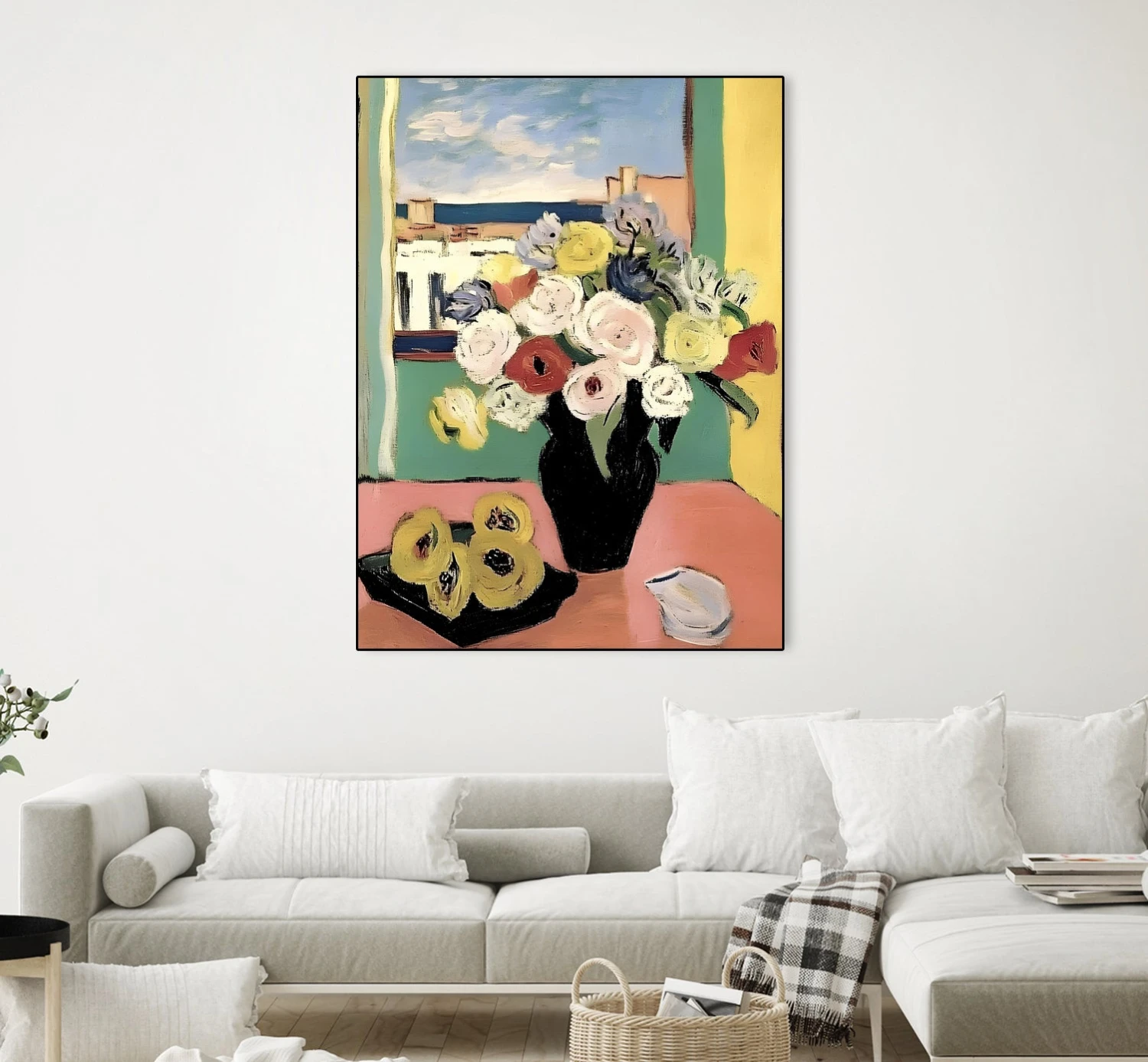 Floral Arrangement In A Black Vase - Image 7