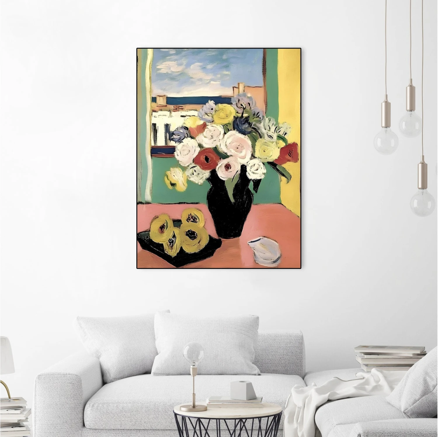 Floral Arrangement In A Black Vase - Image 6