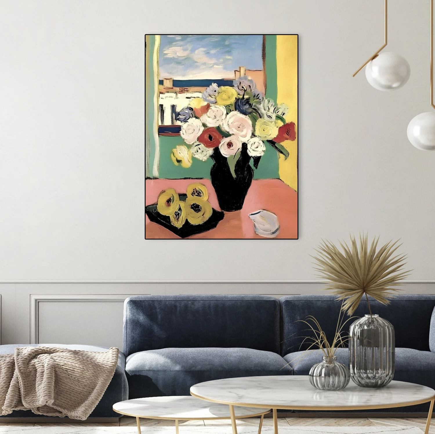 Floral Arrangement In A Black Vase - Image 8